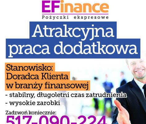 Ogłoszenie - Terenowy doradca klienta w branży finansowej - GRODZISK MAZ.