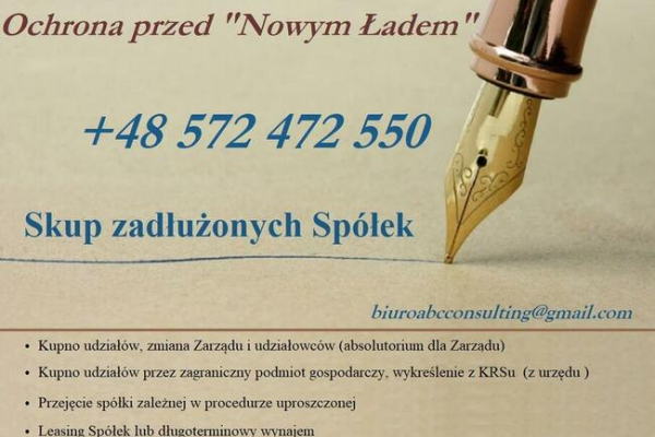 Ogłoszenie - Skup zadłużonych i niechcianych Spółek