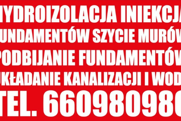 Ogłoszenie - OSUSZANIE BUDYNKÓW, Izolacje Hydroizolacja , Iniekcja DRENAŻ OPASKOWY - Szczecin