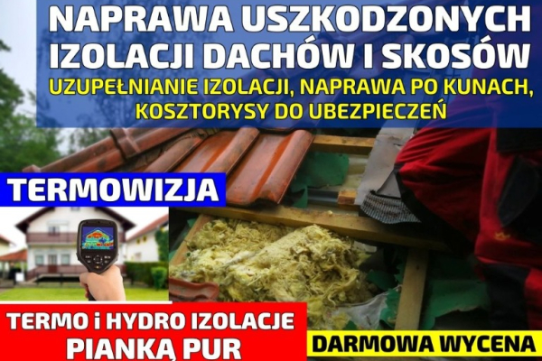 Ogłoszenie - Ocieplenia Pianą PUR Ocieplanie Celulozą Naprawa Po Kunach Pianka PUR - Staszów