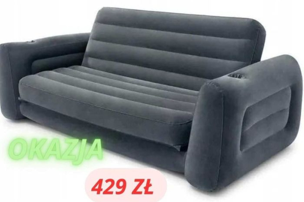 Ogłoszenie - MIĘKKI MATERAC DWUOSOBOWY Intex 224x203x66 cm sofa DMUCHANY łóżko 2w1 - Katowice - 429,00 zł