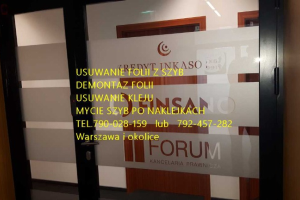 Ogłoszenie - Usługa usuwania , zrywania folii z witryn, usuwanie folii z okien, przeszkleń Warszawa -USŁUGA DEMONTAŻU Folii Warszawa - Mokotów - 123,00 zł