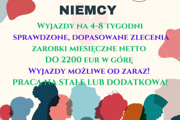 Ogłoszenie - Praca dla Opiekunek w Niemczech - do 11 000 zł na rękę! - Dolnośląskie