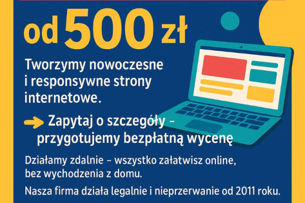 Ogłoszenie - Strona internetowa od 500 PLN z mocną promocją na START/ FAKTURA