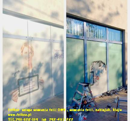 Ogłoszenie - Usługa zrywania folii z witryn Warszawa- Wymiana starej zniszczonej folii na nową -demontaż folii naklejek, kleju Folkos - Ursynów - 123,00 zł