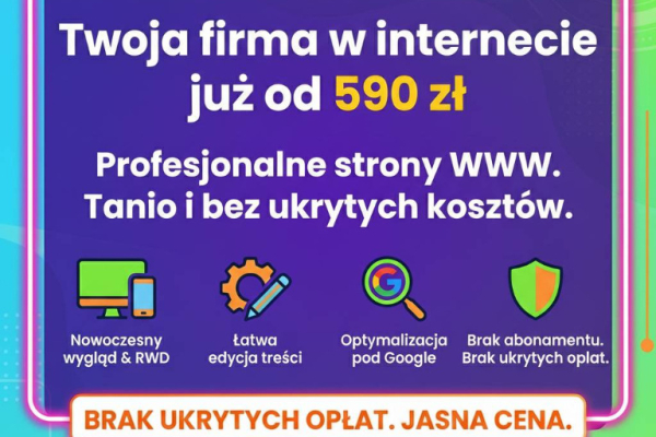 Ogłoszenie - Strona internetowa już od 590 zł - BEZ PRZEPŁACANIA! + DODAWANIE OGŁOSZEŃ