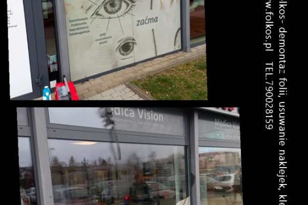 Ogłoszenie - Usługa zrywania folii z witryn Warszawa- Wymiana starej zniszczonej folii na nową -demontaż folii naklejek, kleju Folkos - Ursynów - 123,00 zł