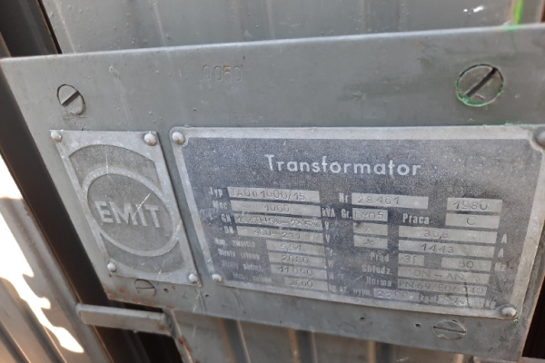 Ogłoszenie - TRANSFORMATOR 1000 kVA rok 1980 Typ.TA00-1000/15 - Dębica - 61 992,00 zł