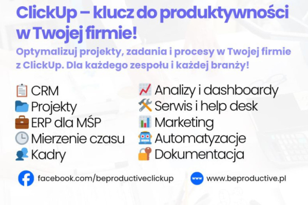 Ogłoszenie - Konsultant ClickUp wdrożenie CRM i zarządzanie projektami