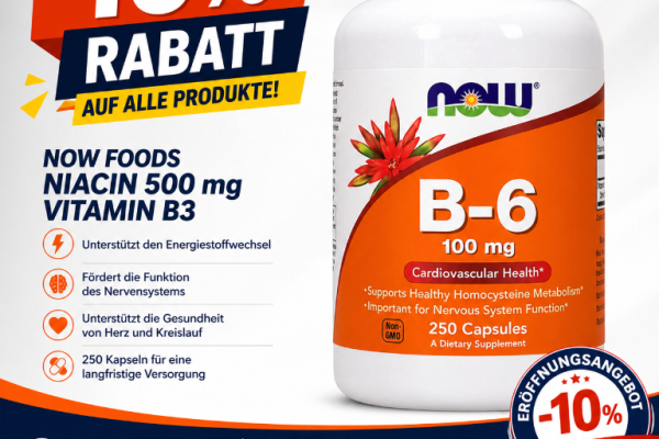 Ogłoszenie - Now Foods Vitamin B6 Pirydoksyna 100 mg – 250 tabletek - Gniezno