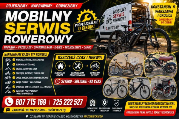 Ogłoszenie - Serwis Mobilny Rowery Trójkołowe Cargo MTB Gravel Naprawa, Spawanie,Mazowieckie - Mazowieckie