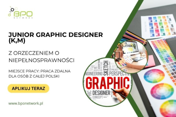 Ogłoszenie - Junior Graphic Designer (K,M) z orzeczeniem - praca zdalna dla osób z całej Polski - 4 806,95 zł