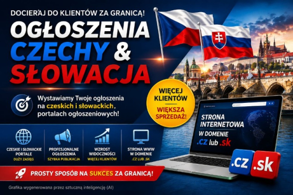 Ogłoszenie - Czeskie i słowackie portale ogłoszeniowe - publikacja ofert - 2,00 zł