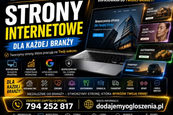 Ogłoszenie - Strony internetowe dla firm od reklamy i szyldów - projektowanie i tworzenie - 2,00 zł
