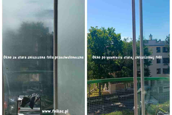 Ogłoszenie - Zrywanie folii z okien, witryn, szklanych ścianek - Usługa usuwania folii, kleju, mycie szyb Warszawa -Folkos folie - Ursynów - 132,00 zł
