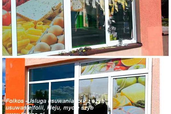 Ogłoszenie - Zrywanie folii z okien, witryn, szklanych ścianek - Usługa usuwania folii, kleju, mycie szyb Warszawa -Folkos folie - Ursynów - 132,00 zł