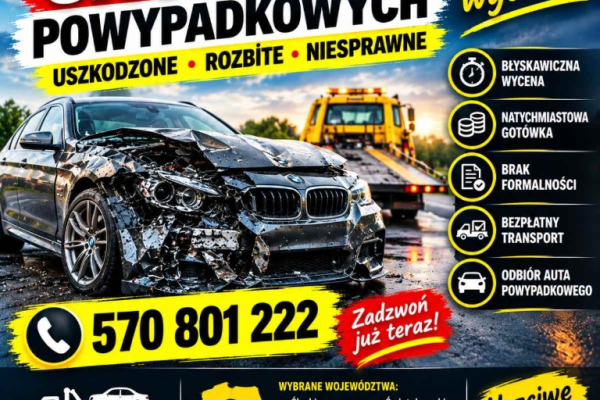 Ogłoszenie - Skupujemy auta powypadkowe, uszkodzone mechanicznie i po szkodzie całkowitej - 1,00 zł