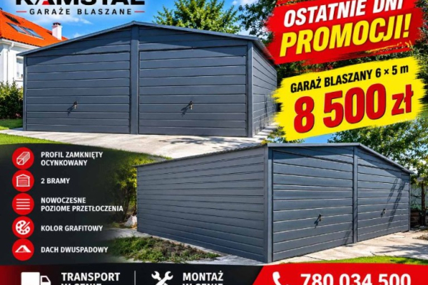 Ogłoszenie - Garaż Blaszany 6x5 antracytowy 1szt W okazyjnej Cenie dostępna - Łódzkie - 8 500,00 zł