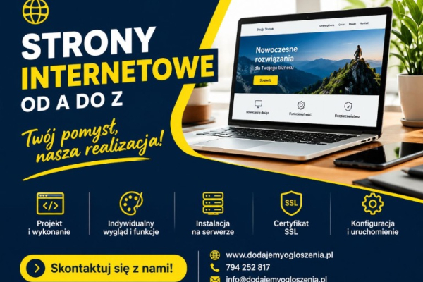 Ogłoszenie - Strony internetowe na zamówienie - od pomysłu do realizacji - 99,00 zł