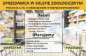 Ogłoszenie - Sprzedawca z niepełnosprawnością w sklepie zoologicznym