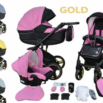 Ogłoszenie - NOWY Złoty Wózek Dziecięcy Lameiro Gold Premium zestaw 3w1 - 1 948,00 zł