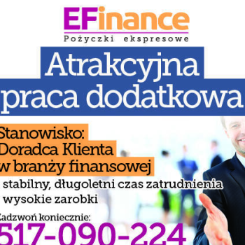 Ogłoszenie - Terenowy doradca klienta w branży finansowej - GRODZISK MAZ.