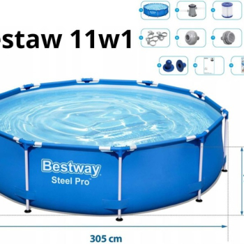 Ogłoszenie - Basen stelażowy Bestway Steel Pro 305x76cm okrągły(11 elementów,intex) - Trzebinia - 449,00 zł