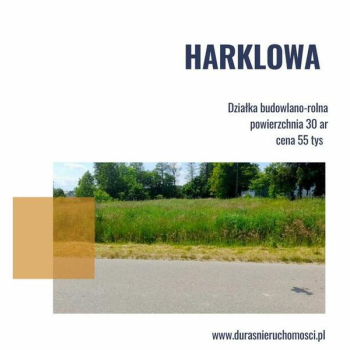 Ogłoszenie - Harklowa działka budowlano-rolna 30 ar - 55 000,00 zł