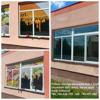 Ogłoszenie - Usuwanie folii z witryn- usuwanie naklejek, kleju, mycie szyb, wymiana starej folii na nową Warszawa  TEL.790028159 - Białołęka - 156,00 zł