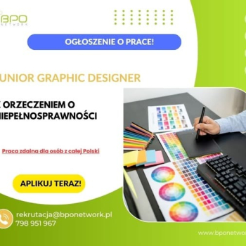 Ogłoszenie - Junior Graphic Designer (K,M) z orzeczeniem - praca zdalna dla osób z całej Polski - 4 806,95 zł