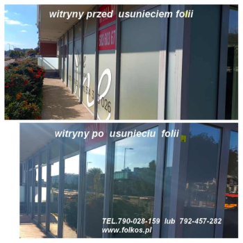 Ogłoszenie - Zrywanie folii z okien, witryn, szklanych ścianek - Usługa usuwania folii, kleju, mycie szyb Warszawa -Folkos folie - 132,00 zł