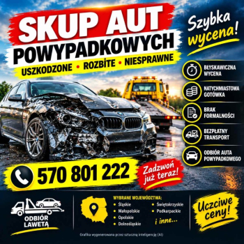 Ogłoszenie - Skupujemy auta powypadkowe, uszkodzone mechanicznie i po szkodzie całkowitej - 1,00 zł